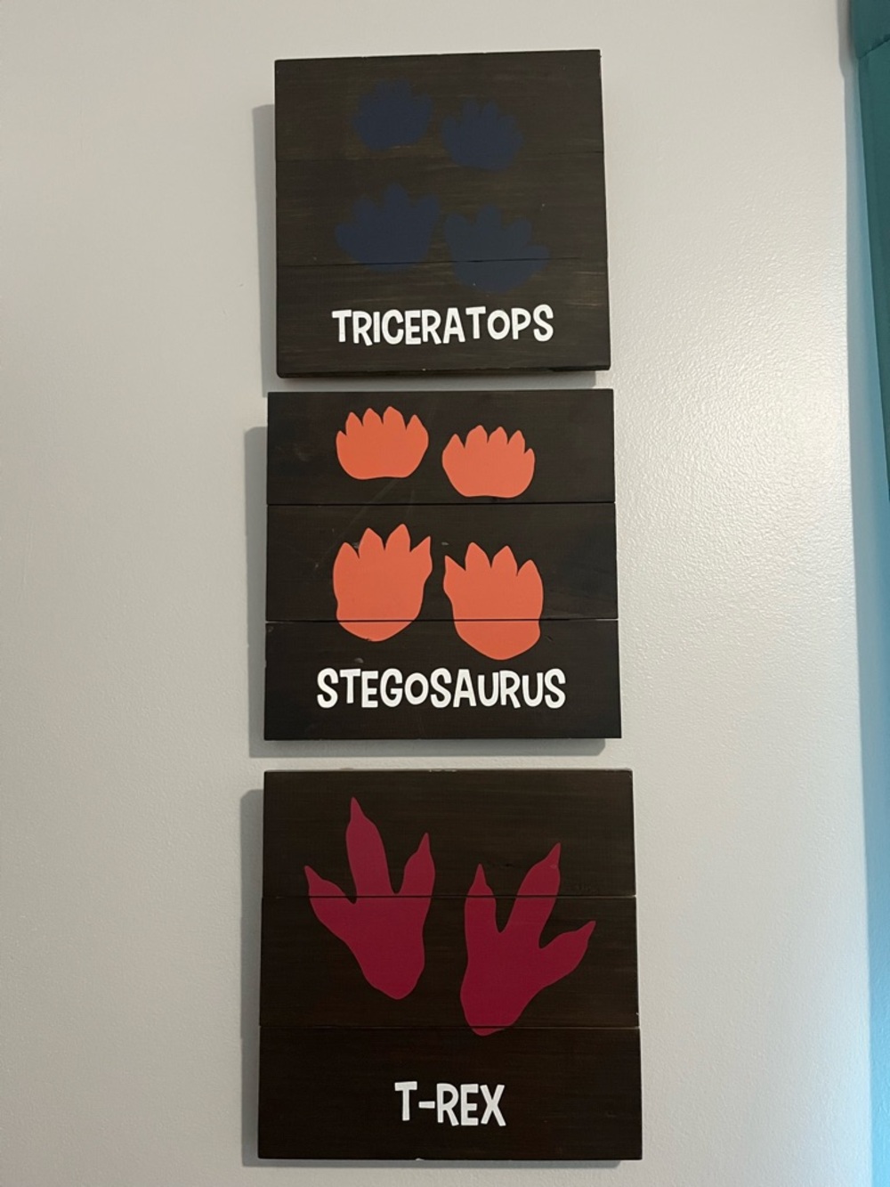 Hobby Lobby Kids Dinosaur Footprint Wall Art - Blue, Orange, Red